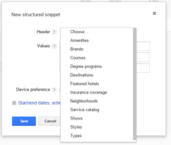 New Google Ad Extention Structured Snippet