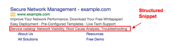 Google Ad Extension Structured Snippets